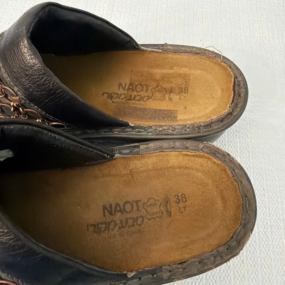 Naot Shoes Womens Size 7 Ankara Mules Copper Chain Detail Made in Israel - Picture 5 of 10
